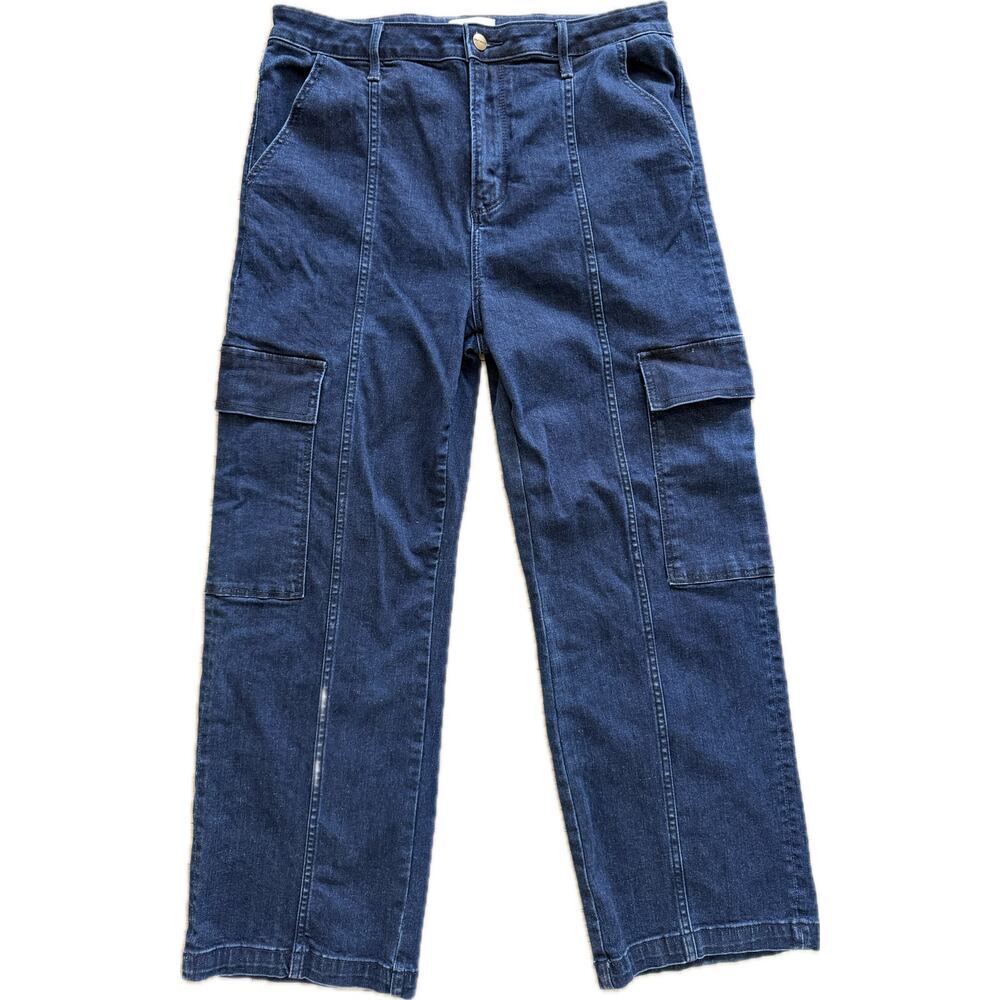 DRIFTWOOD‎ Annabelle Carpenter Cargo Jeans Pants Wide Leg 32 Side Pockets Indigo